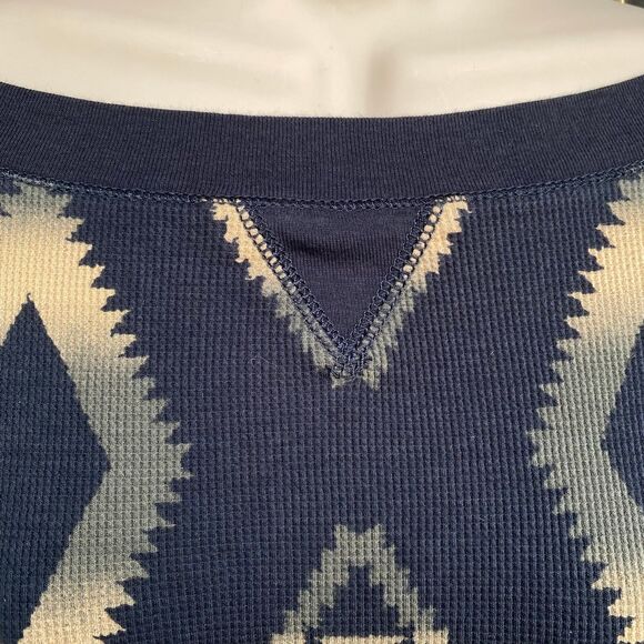 CHAPS Denim Ralph Lauren Southwestern 100% Cotton Thermal Waffle Weave Top M - Picture 9 of 10